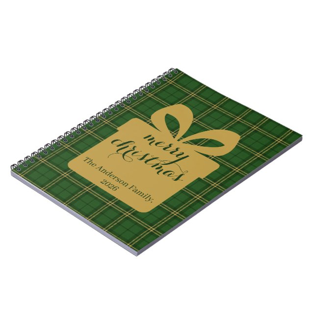 Green Plaid Christmas Festive Pattern -  Notizblock (Linke Seite)