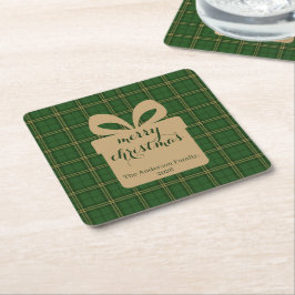 Green Plaid Christmas Festive Pattern - Rechteckiger Pappuntersetzer