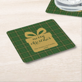 Green Plaid Christmas Festive Pattern - Rechteckiger Pappuntersetzer