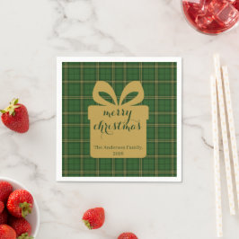 Green Plaid Christmas Festive Pattern - Serviette