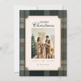 Green Plaid Christmas Two Photo Holiday Card Feiertagskarte