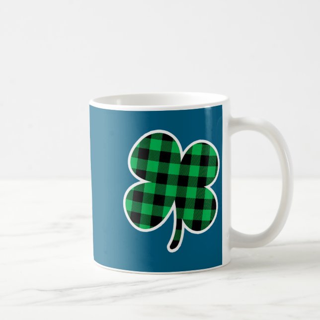 Green Plaid Clover St Patricks Day Women Shamrock  Kaffeetasse (Rechts)