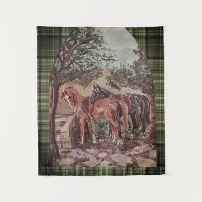 green plaid jamie and poppy scripture wandteppich (Vorderseite)