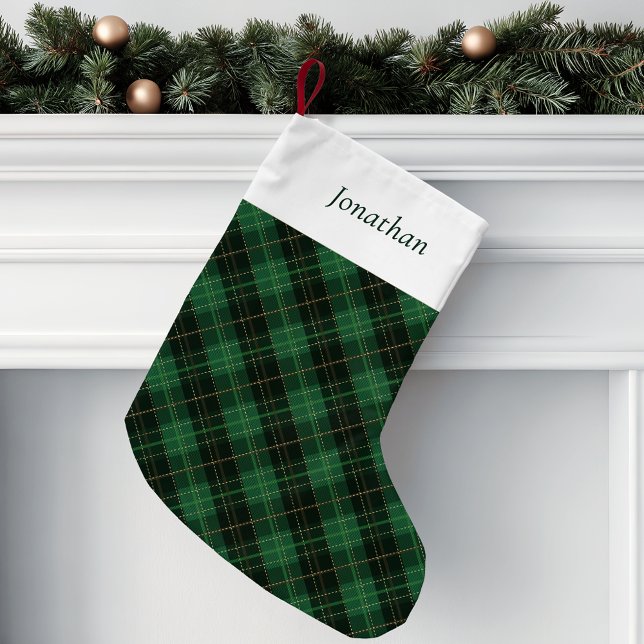 Green Plaid Personalized  Kleiner Weihnachtsstrumpf (Von Creator hochgeladen)