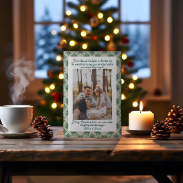 Green Plaid Portrait Photo Christmas Holiday Card Feiertagskarte