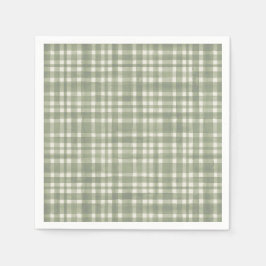 Green Plaid Watercolor Gingham Party Plate Serviette