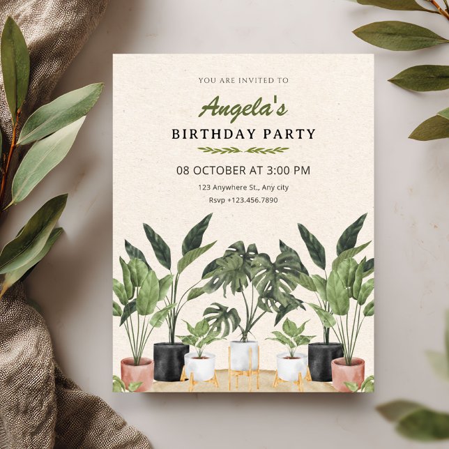 Green plants birthday einladung (Von Creator hochgeladen)