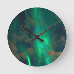 Green Plasma Aurora Northern Lights Sky Runde Wanduhr