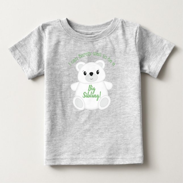 Green Polar Bär Big Sister Brother Baby T-shirt (Vorderseite)