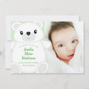 Green Polar Bear Baby Dusche Einladung
