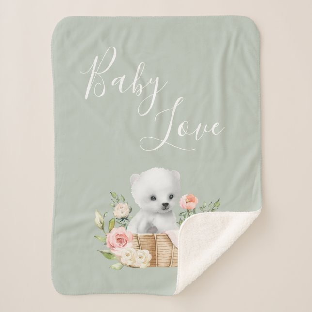 Green Polar Bear Baby Liebe Sherpadecke (Vorderseite)