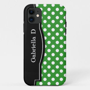 Green Polka Dot Black Frame iPhone 5 Fall iPhone 11 Hülle