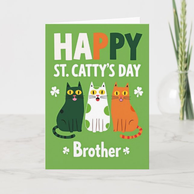 Green Polka Dot Cats Day Card Karte (Vorderseite)