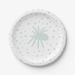 Green Polka Dot Confetti mit Spooky Spider Pappteller