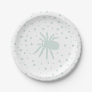Green Polka Dot Confetti mit Spooky Spider Pappteller