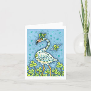 GREEN POLKA DOT FLAMINGO, FUNNY ST. PATRICK'S DAY FEIERTAGSKARTE