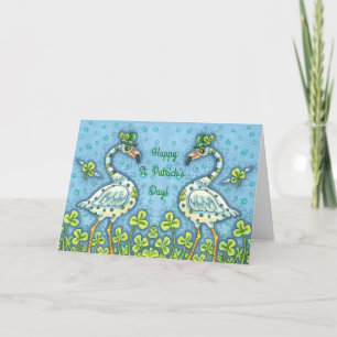 GREEN POLKA DOT FLAMINGOS, FUNNY ST. PATRICK'S DAY FEIERTAGSKARTE