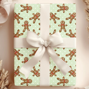 Green Polka Dot Gingerbread Mann Weihnachten Geschenkpapier