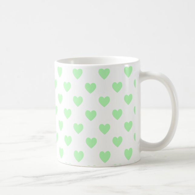 Green Polka Dot Hearts Kaffeetasse (Rechts)