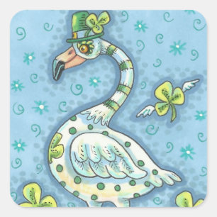 GREEN POLKA DOT IRISH FLAMINGO STICKERS Sheet