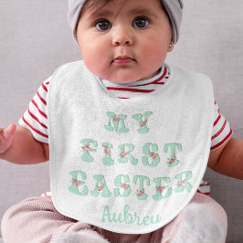 Green Polka Dot Mein erstes Ostern Personalisiert Babylätzchen