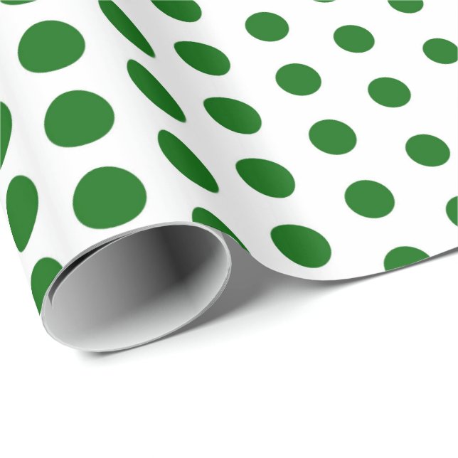 Green Polka Dot Modern White Geschenkpapier (Rolleneckpunkt)
