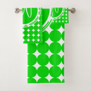 Green Polka Dot Monogram Badhandtuch Set
