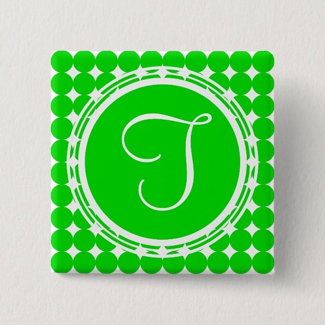Green Polka Dot Monogram Button (Vorderseite)