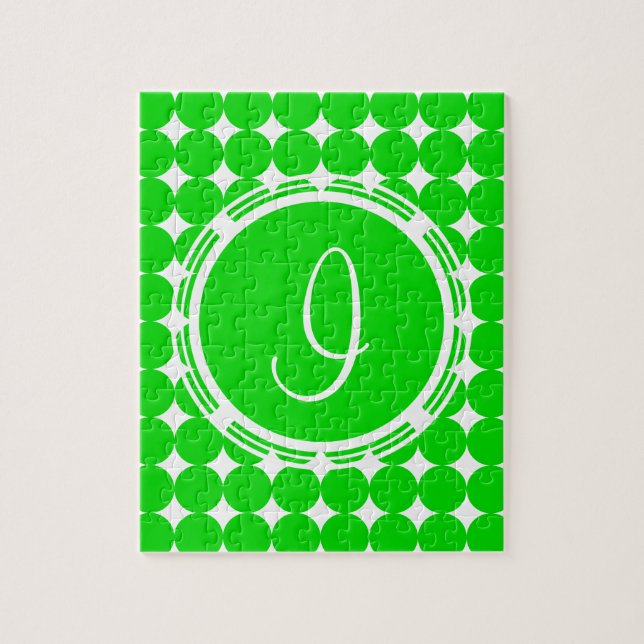 Green Polka Dot Monogram Puzzle (Vertikal)
