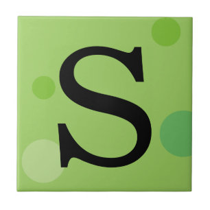 GREEN POLKA DOT MONOGRAM TILLE FLIESE