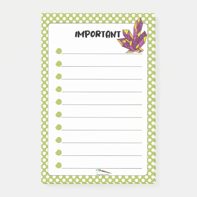 Green Polka Dot Red Diamond WICHTIG Post-it Klebezettel (Vorderseite)