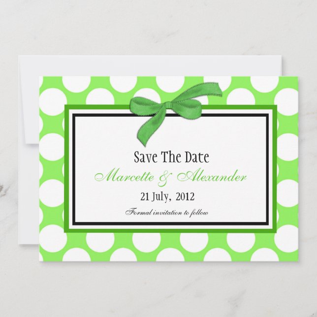 Green Polka Dot Save the Date (Vorderseite)