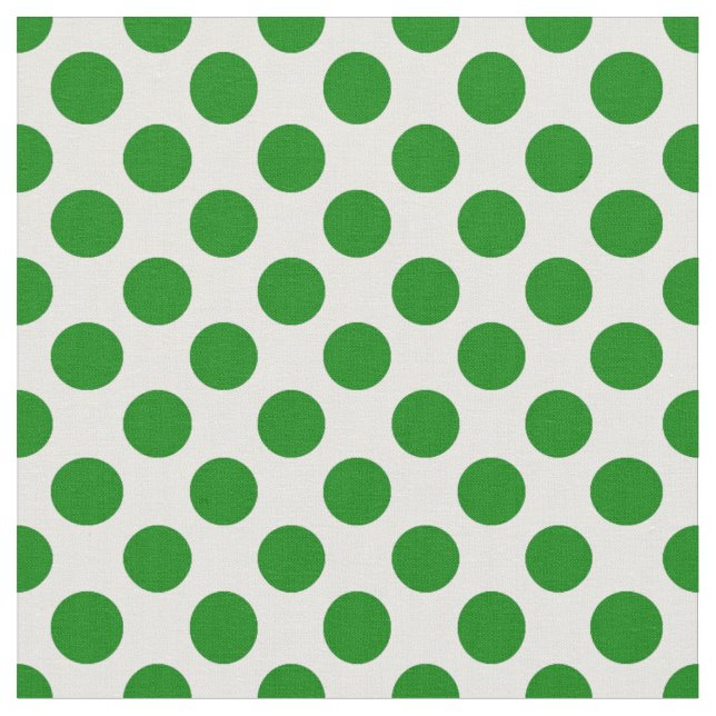 Green Polka Dots auf weißem Muster Stoff (Nahaufnahme)