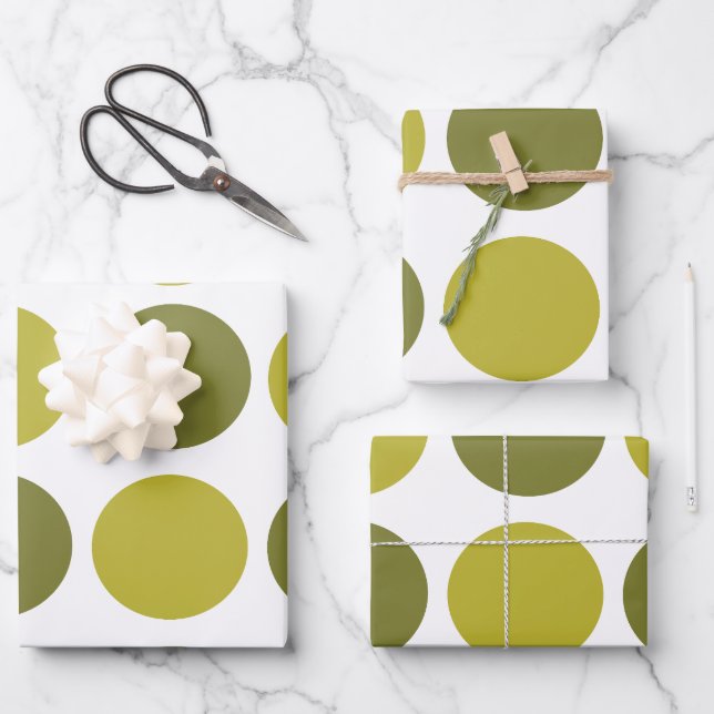 Green Polka Dots Baby Shower Birthday Geschenkpapier Set (Vorderseite)