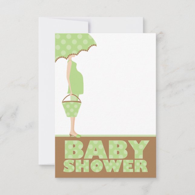 Green Polka Dots Baby Shower Einladungen (Vorderseite)