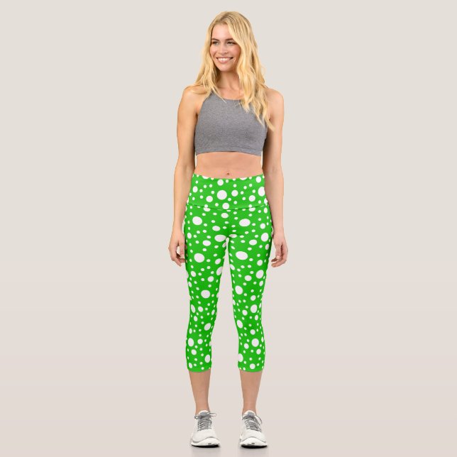 Green Polka Dots Capri Leggings (Vorderseite)