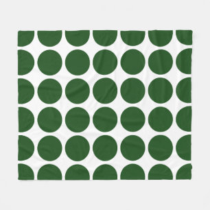 Green Polka Dots on White Fleecedecke