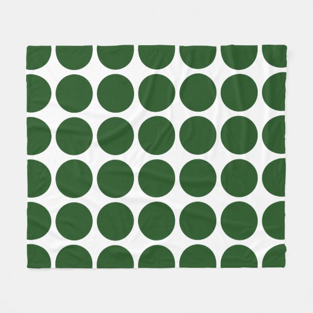 Green Polka Dots on White Fleecedecke (Vorderseite (Horizontal))