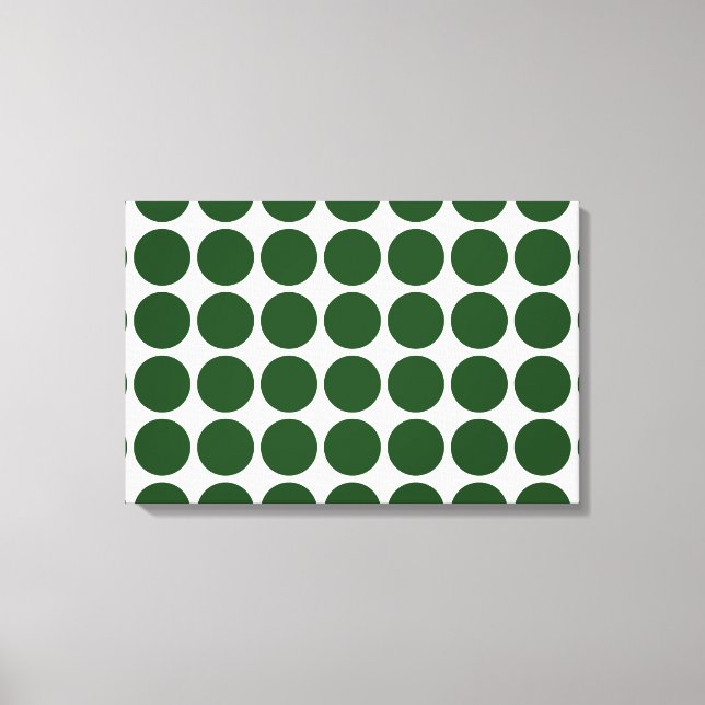 Green Polka Dots on White Leinwanddruck (Vorderseite)