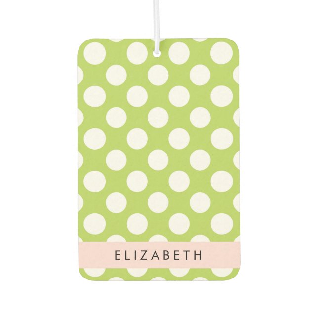 Green Polka Dots, Polka Dot Pattern, Ihr Name Autolufterfrischer (Vorderseite)