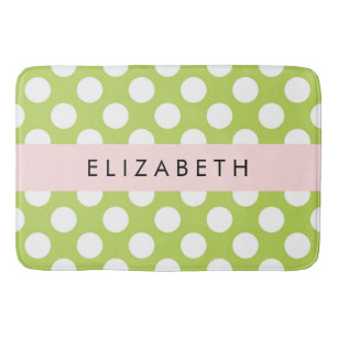 Green Polka Dots, Polka Dot Pattern, Ihr Name Badematte
