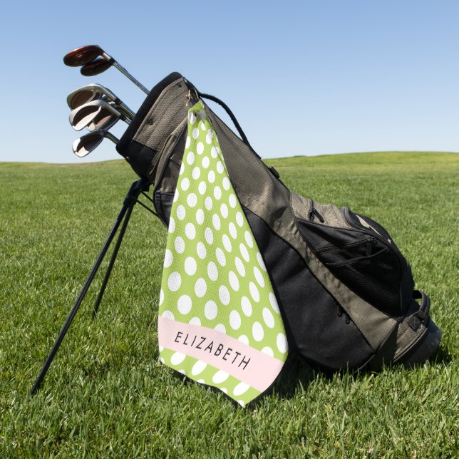 Green Polka Dots, Polka Dot Pattern, Ihr Name Golfhandtuch (Gras)