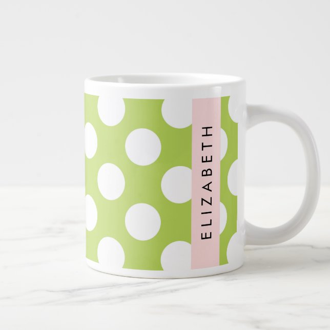 Green Polka Dots, Polka Dot Pattern, Ihr Name Jumbo-Tasse (Rechts)