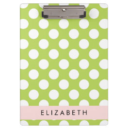 Green Polka Dots, Polka Dot Pattern, Ihr Name Klemmbrett