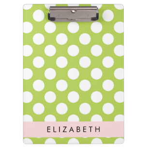 Green Polka Dots, Polka Dot Pattern, Ihr Name Klemmbrett