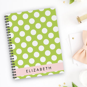 Green Polka Dots, Polka Dot Pattern, Ihr Name Notizbuch