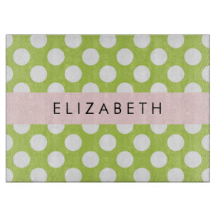 Green Polka Dots, Polka Dot Pattern, Ihr Name Schneidebrett