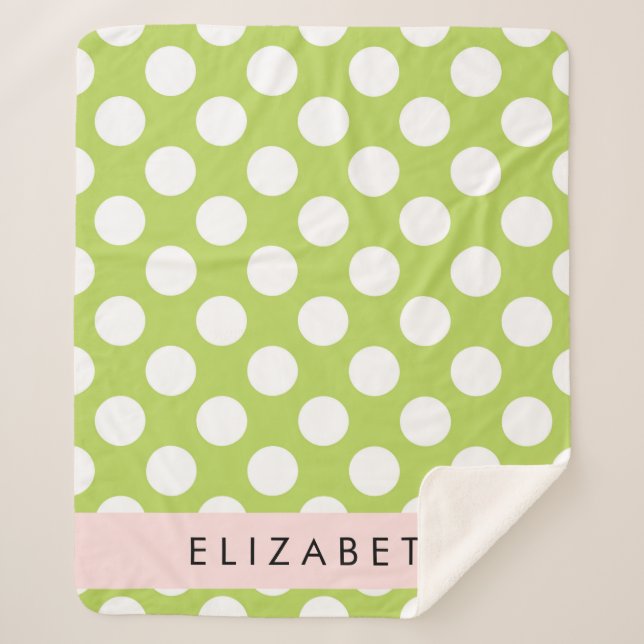 Green Polka Dots, Polka Dot Pattern, Ihr Name Sherpadecke (Vorderseite)