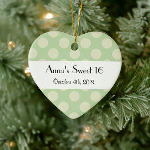 Green Polka Dots, Polka Dot Pattern, Sweet 16 Keramik Ornament