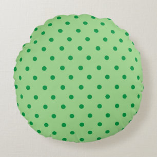 Green Polka Dots Round Pillow Rundes Kissen